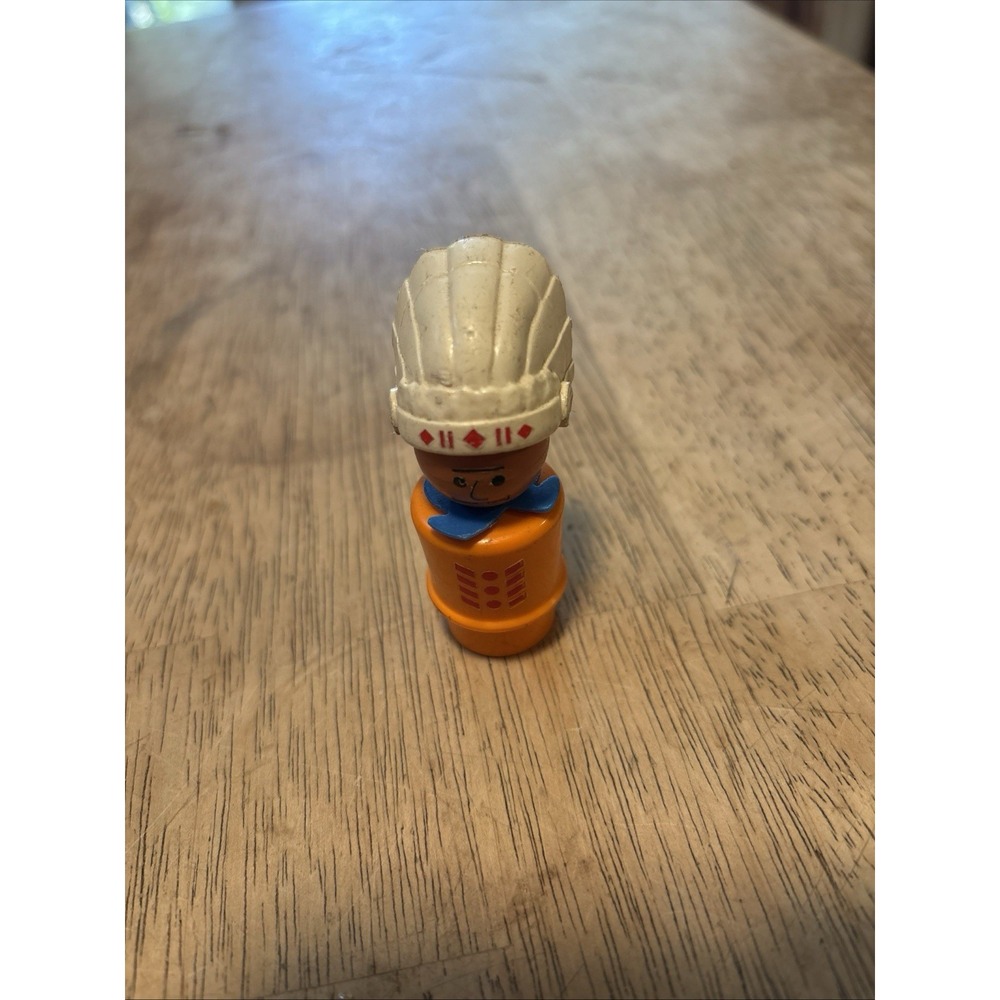 Vintage Fisher Price little people orange native Indian chief Western Town 934